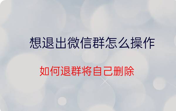 想退出微信群怎么操作 如何退群将自己删除？